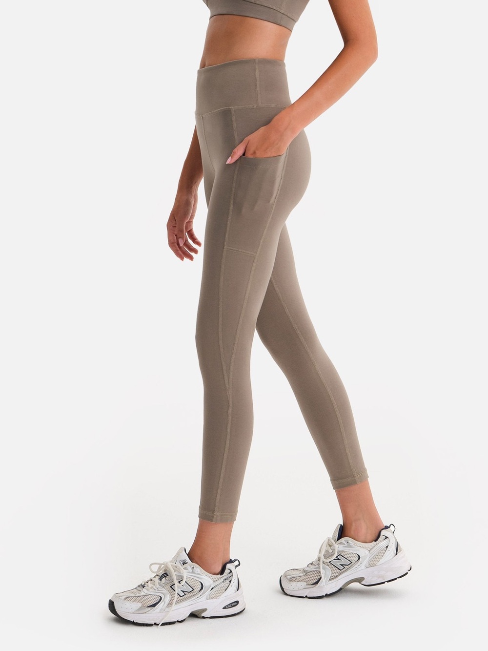 MATE the Label Stretch Midi Legging Pebble Gray with Pockets 98% organic cotton